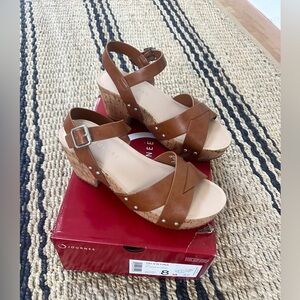 Journee Valentina tan color strappy cork wedges. Size 8, New in box.